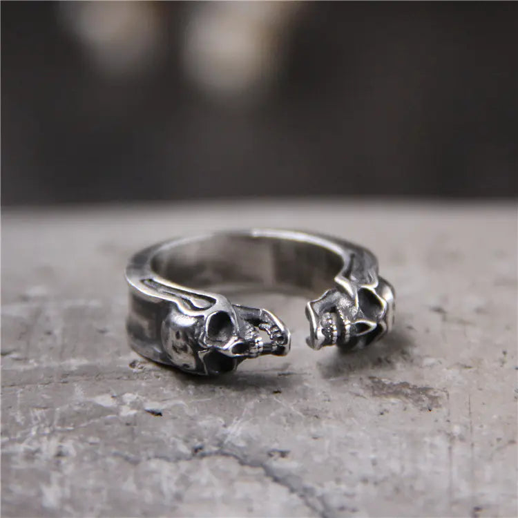 925 Thai Silver Engraved Skull Ring