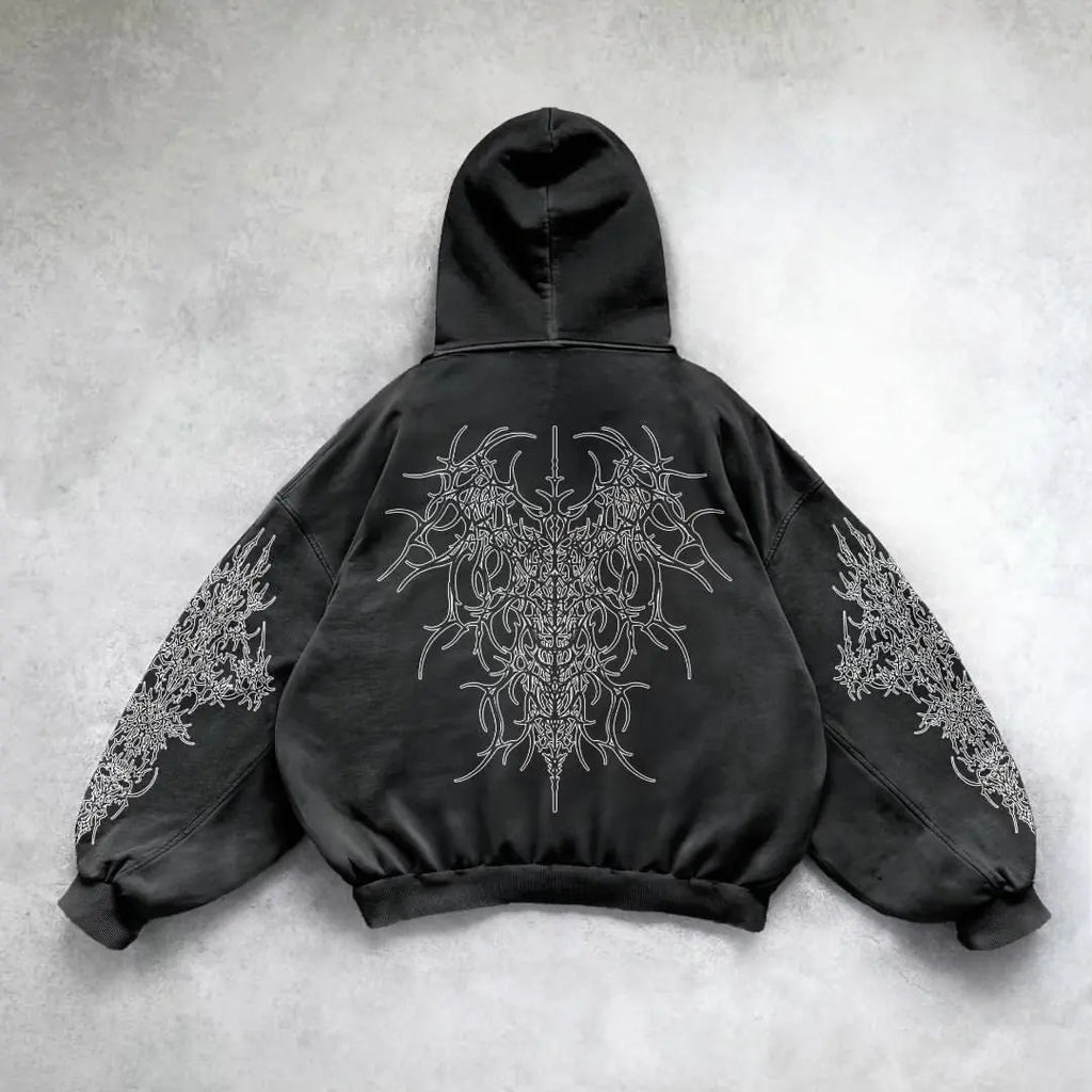 gothic print hoodie Mans