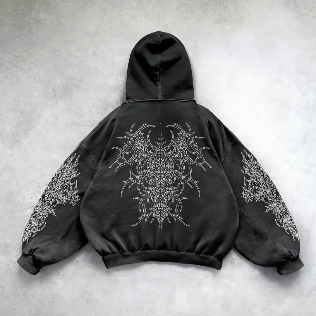 gothic print hoodie Mans
