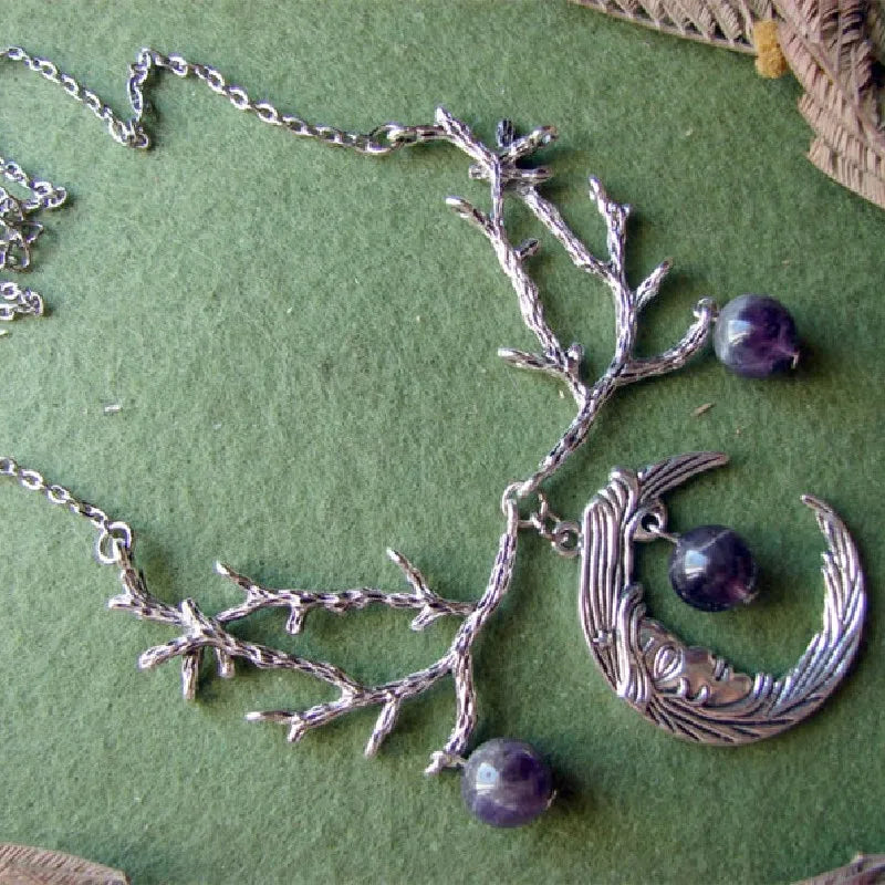 gothic purple twig midnight necklace