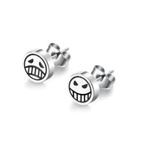 Silver Earrings - Ace Faces - Happy x Sad (One Pair)
