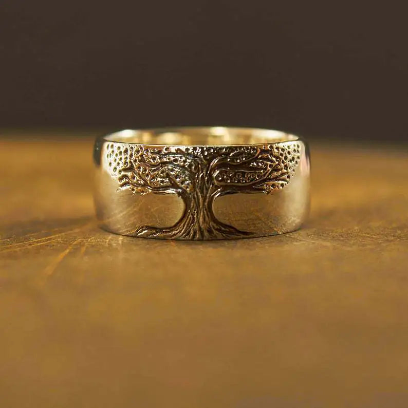Elegant Tree of Life Carved Ring