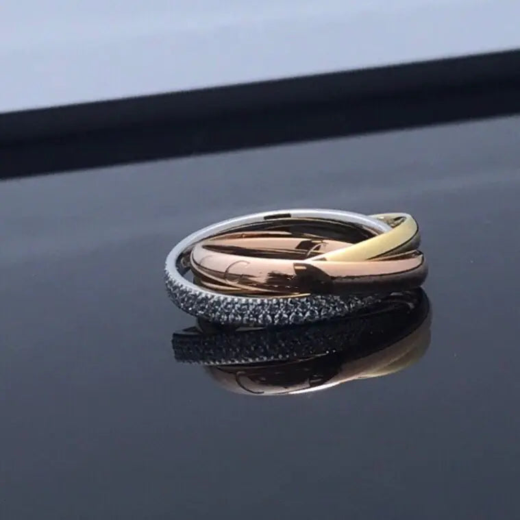 Diamond Couple Three Rings in 3 Colours
