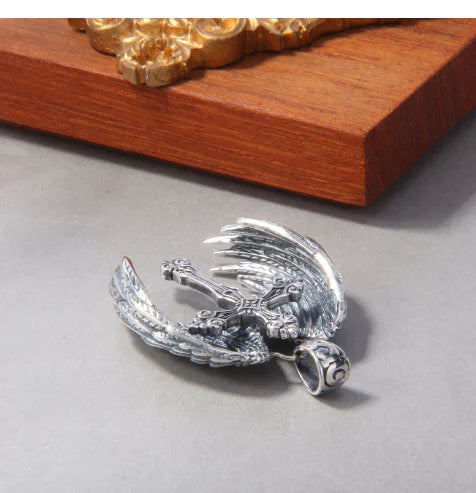 Vintage Angel Wings Cross Necklace for Women and Men