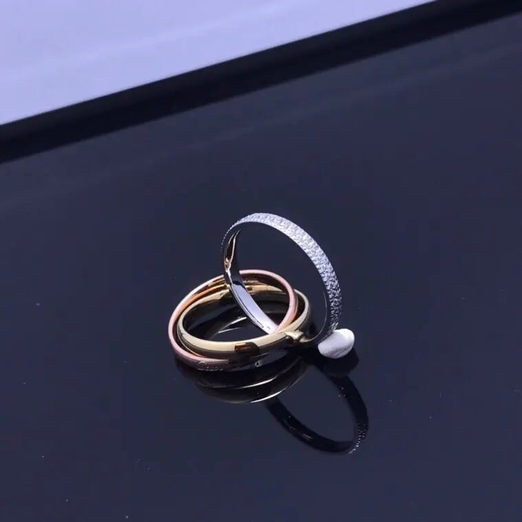 Diamond Couple Three Rings in 3 Colours