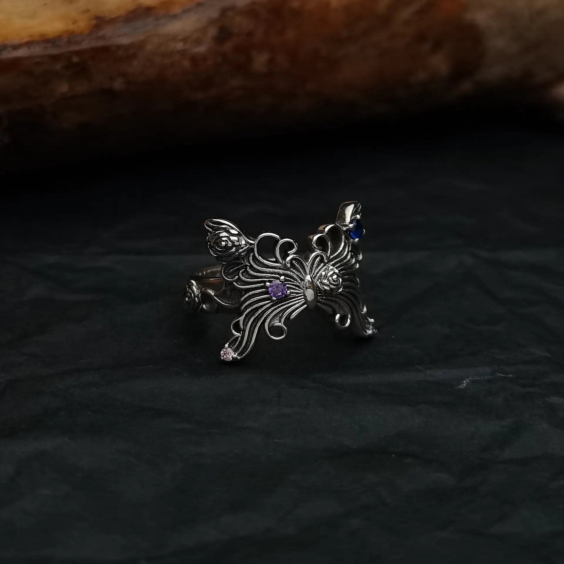 Vintage Gothic Butterfly Ring in Fashion Style