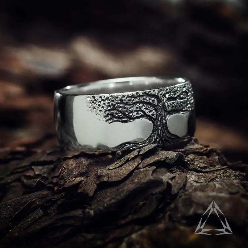 Elegant Tree of Life Carved Ring