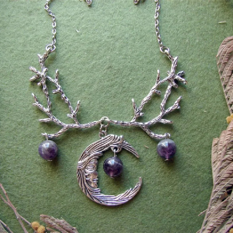 gothic purple twig midnight necklace