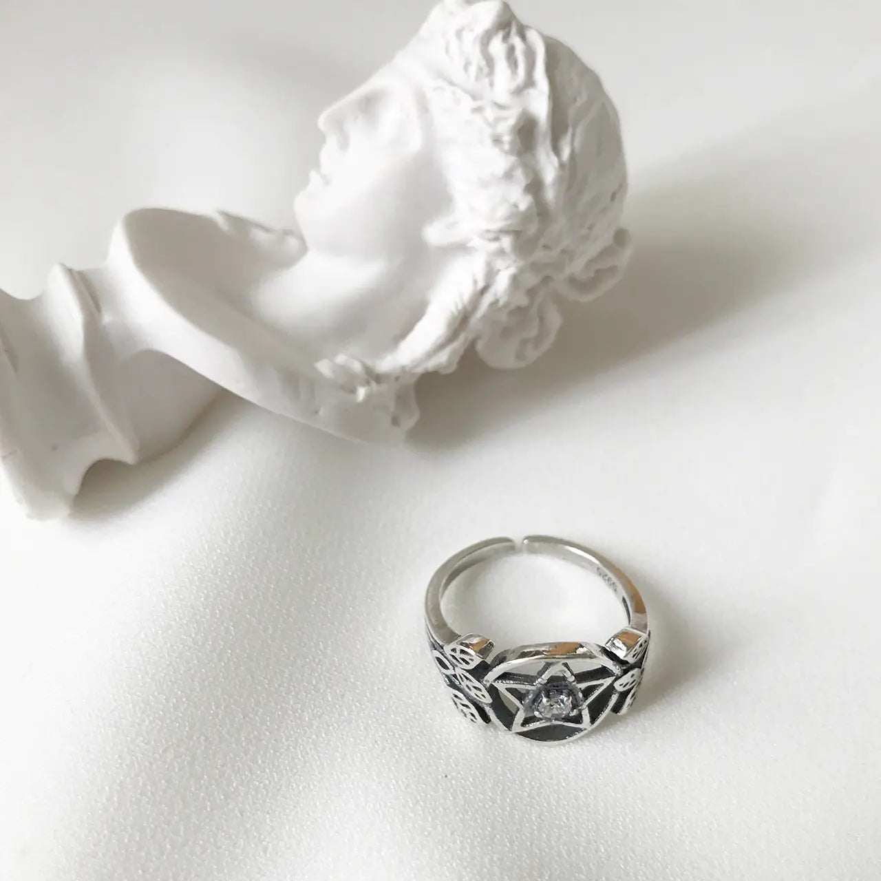 Sterling Silver Pentagram Zircon Ring